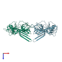 PDB entry 3d37 coloured by chain, top view.
