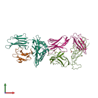 PDB entry 3d39 coloured by chain, front view.