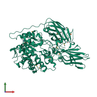 PDB entry 3d3a coloured by chain, front view.