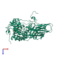 PDB entry 3d3a coloured by chain, top view.