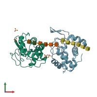 PDB entry 3d3d coloured by chain, front view.