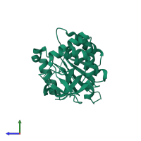 PDB entry 3d3j coloured by chain, side view.