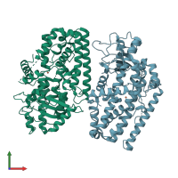 PDB entry 3d3l coloured by chain, front view.