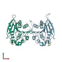 PDB entry 3d3n coloured by chain, front view.
