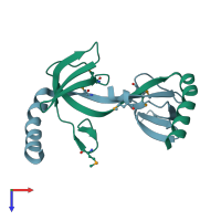 PDB entry 3d3r coloured by chain, top view.