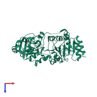 PDB entry 3d3u coloured by chain, top view.