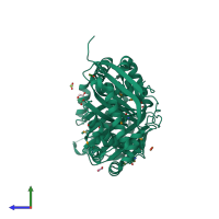 PDB entry 3d3y coloured by chain, side view.