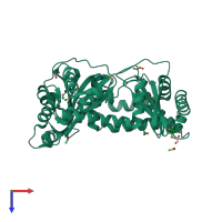 PDB entry 3d3y coloured by chain, top view.