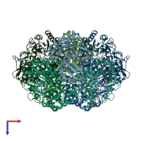 PDB entry 3d47 coloured by chain, top view.