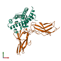 PDB entry 3d48 coloured by chain, front view.