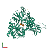 PDB entry 3d4c coloured by chain, front view.