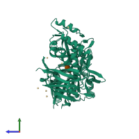 PDB entry 3d4c coloured by chain, side view.