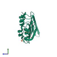 PDB entry 3d4e coloured by chain, side view.