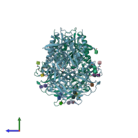 PDB entry 3d4l coloured by chain, side view.