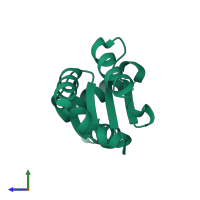 PDB entry 3d4m coloured by chain, side view.