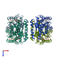PDB entry 3d4n coloured by chain, top view.