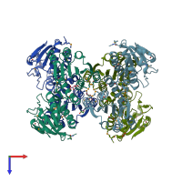 PDB entry 3d4o coloured by chain, top view.