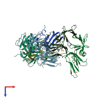 PDB entry 3d4r coloured by chain, top view.