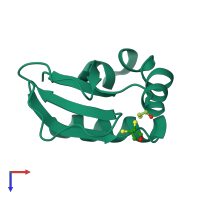 PDB entry 3d4t coloured by chain, top view.