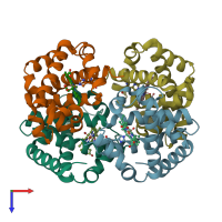 PDB entry 3d4x coloured by chain, top view.