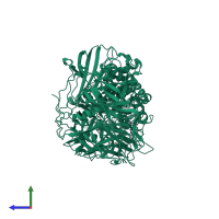 PDB entry 3d52 coloured by chain, side view.