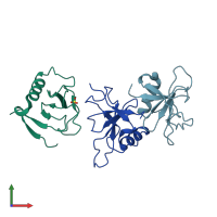 PDB entry 3d5g coloured by chain, front view.
