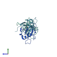 PDB entry 3d5g coloured by chain, side view.