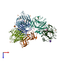 PDB entry 3d5o coloured by chain, top view.