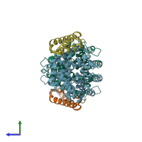 PDB entry 3d5r coloured by chain, side view.