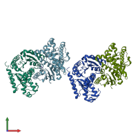 PDB entry 3d5t coloured by chain, front view.