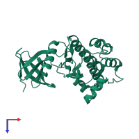 PDB entry 3d5v coloured by chain, top view.