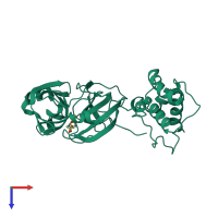 PDB entry 3d62 coloured by chain, top view.