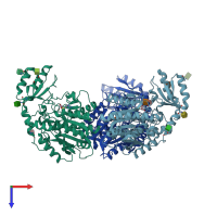 PDB entry 3d67 coloured by chain, top view.