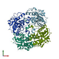 PDB entry 3d6a coloured by chain, front view.