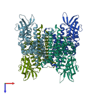 PDB entry 3d6b coloured by chain, top view.