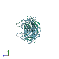 PDB entry 3d6e coloured by chain, side view.