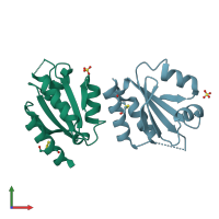 PDB entry 3d6i coloured by chain, front view.