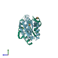 PDB entry 3d6i coloured by chain, side view.