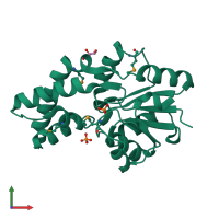 PDB entry 3d6j coloured by chain, front view.