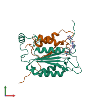 PDB entry 3d6m coloured by chain, front view.