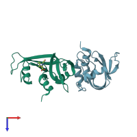 PDB entry 3d6o coloured by chain, top view.