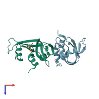 PDB entry 3d6p coloured by chain, top view.