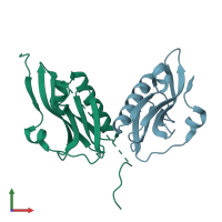 PDB entry 3d6r coloured by chain, front view.
