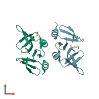 PDB entry 3d6w coloured by chain, front view.