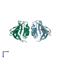 PDB entry 3d6w coloured by chain, top view.