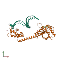 PDB entry 3d6y coloured by chain, front view.