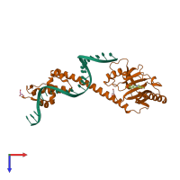 PDB entry 3d6y coloured by chain, top view.