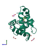 PDB entry 3d76 coloured by chain, side view.