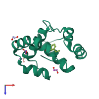 PDB entry 3d77 coloured by chain, top view.