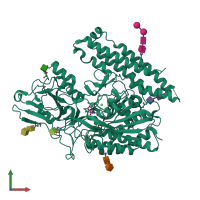 PDB entry 3d7f coloured by chain, front view.